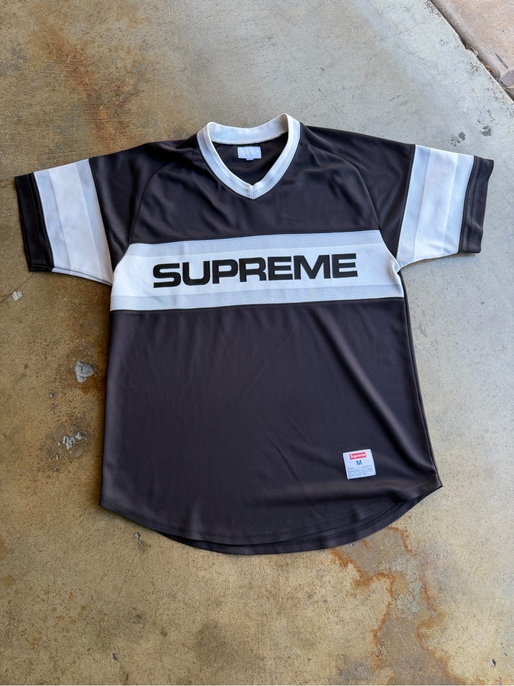 Supreme Black & White Logo Athletic Jersey SS15